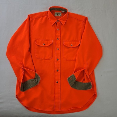 #ad VTG 90s Cabela’s Blaze Orange Hunting Shirt Jacket L USA Corduroy Collar Cuffs $27.97