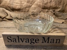 Vintage KIG Indonesia Glass Bowl Sunflower Diamond Swirl Fruit Trifle Dish