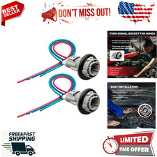 2pcs Front Turn Signal Light Socket w/3-Wire Pigtail Fit for 1998-2012 Honda Acc