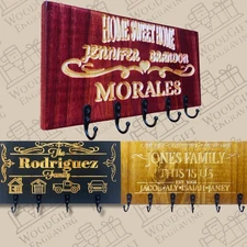 Personalized Engraved Family Key Hanger, Custom Engraved wall decor, Family Gift