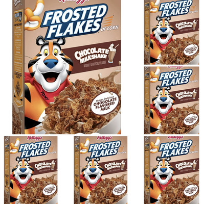 6 Kellogg's Frosted Flakes Chocolate Milkshake Breakfast Cereal Family Size 22.2