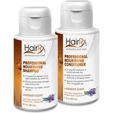 HairRx Professional Nourishing Shampoo & Conditioner Travel Set, Light Lather,