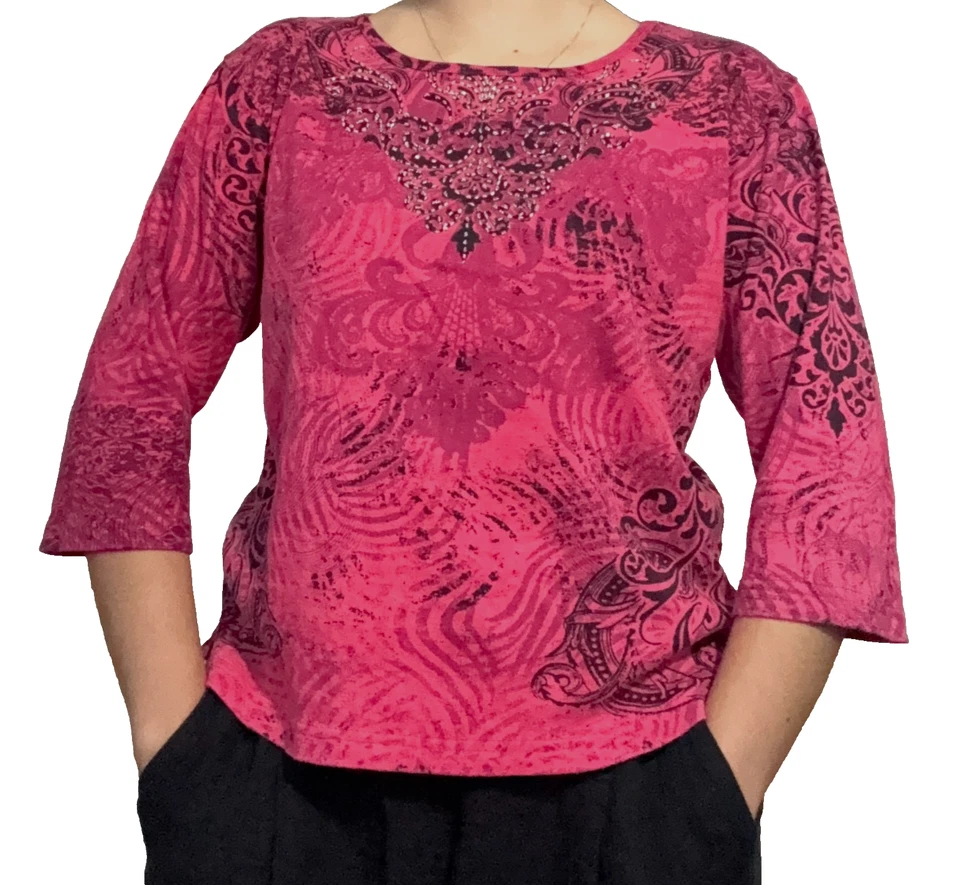 Top Jane Ashley Rosa Con Cuentas Años 90 Y2K Media Manga Boho Patrón Cachicho Pequeño Foto 3 de 4