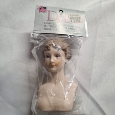 Vtg Mangelsen Porcelain Doll Head Hands Porcelain Brown Hair / With Hands
