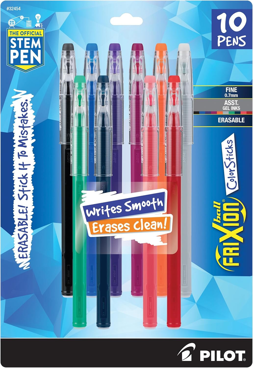Frixion Colorsticks Erasable Gel Ink Pens, Fine Point 0.7 Mm, Assorted Colors, P