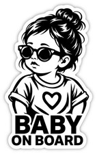 Baby on Board - Kind im Auto Autoaufkleber Fenster Sticker 15x9 cm Mädchen