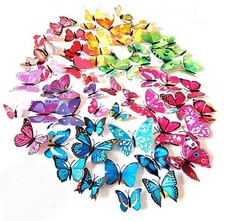 72 Pcs 6 Packs Beautiful 3D Butterfly Wall Decals Removable DIY Home Decorations
