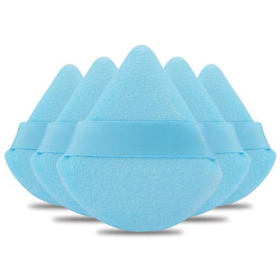 6PCS Triangle Powder Puff Set Soft Makeup Puffs for Face Loose Powder Blue