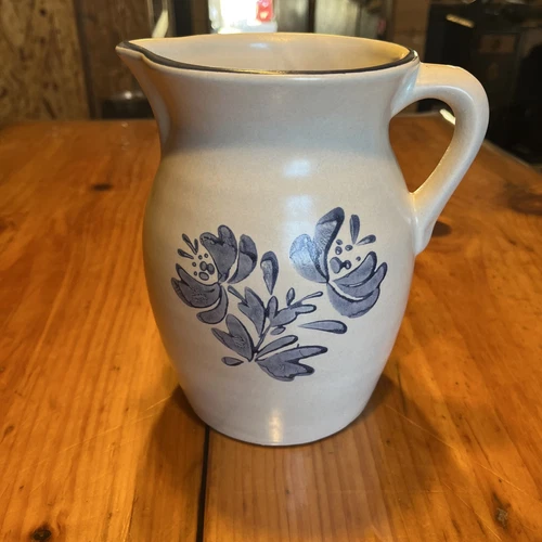Vtg.  Pfaltzgraff Yorktowne Water Pitcher Blue Floral Design