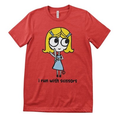 Todd Goldman Art I Run With Scissors Rotes Herren T-Shirt Rundhalsausschnitt