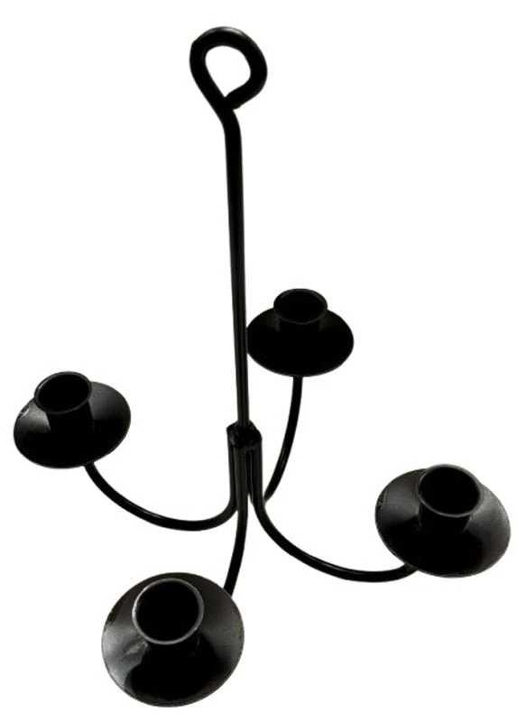 CANDELABRO DE HIERRO FORJADO DE 4 BRAZOS - Soporte cónico colgante rústico artesanal Foto 3 de 3