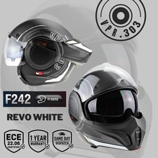 Modularer Motorrad Klapphelm 180° Flip-Up Touring Helm mit F242 Revo Weiß ECE