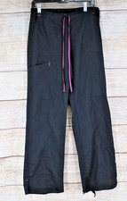 ScrubStar Women's Scrub Pants Size Medium Black Pink Drawstring Straight Leg