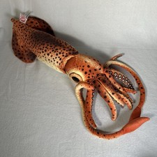 Fiesta 32” Spotted Giant Squid Plush Realistic Stuffed Animal Toy Orange Ocean