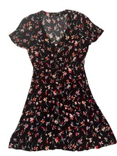 Madewell Womens Dress Button-Front Midi Shirtdress Floral Black Size 0