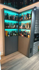LED Illuminated Corner Bar Cabinet Anthracite grey