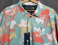 William Murray Shirt Mens XL Happy Hands Club Colorful AOP Stretch Golf Polo NEW