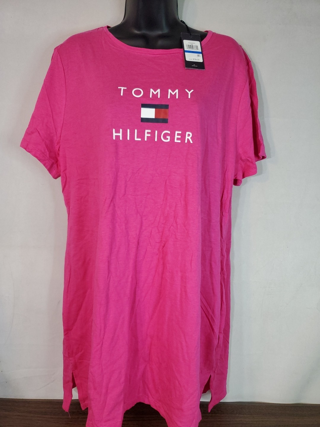 TOMMY HILFIGER Women's T-Shirt Shirt Dress Size XL Pink