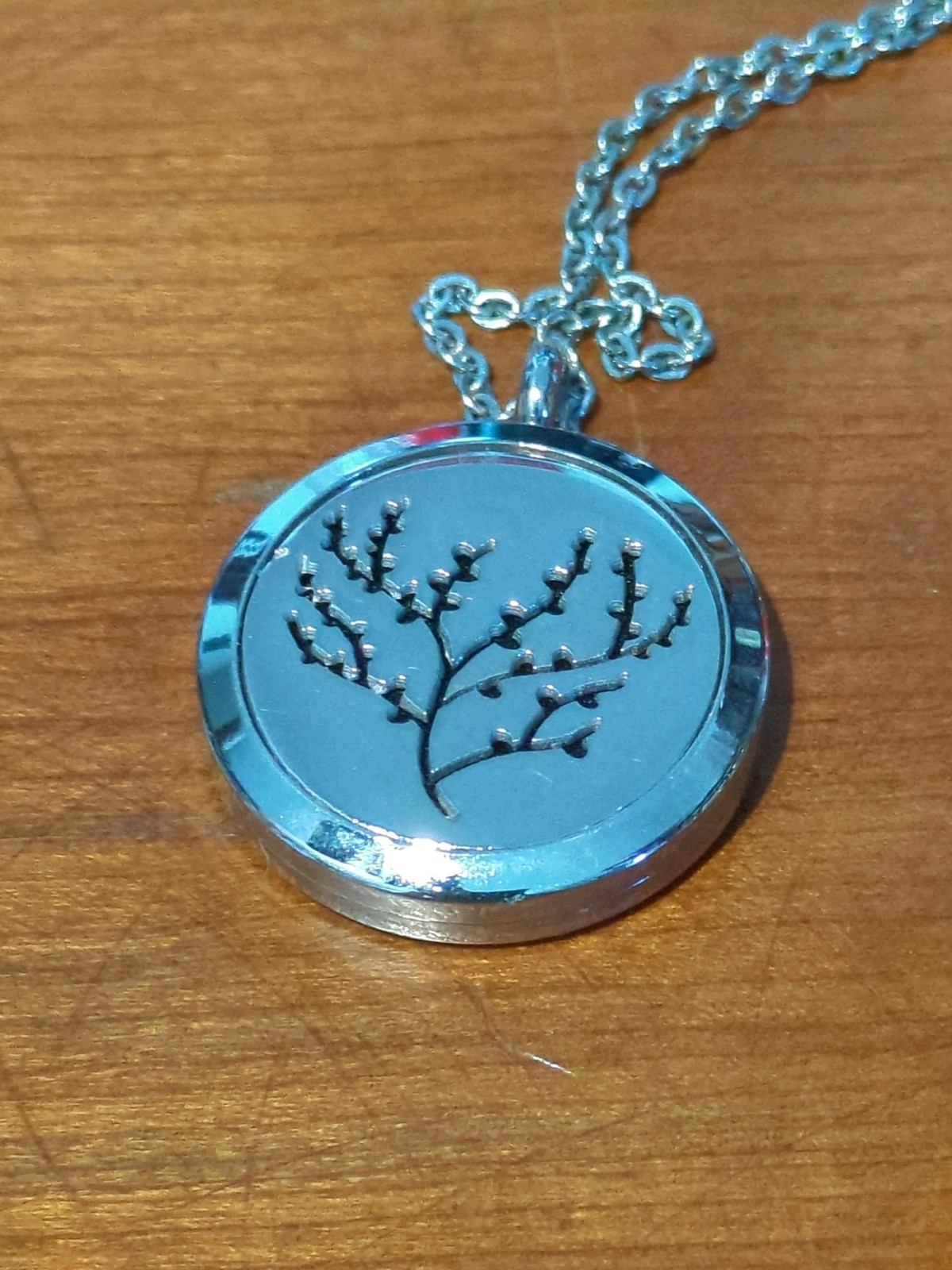 Silver-Toned Tree of Life Necklace with Aromatherapy Diffuser Locket-image