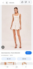 ALEXIS Noely Ivory Floral Brocade Mini Dress Square Neck Sleeveless Fringe M