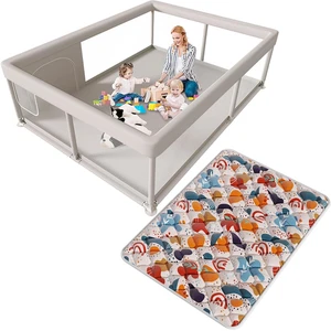 Grand bébé Playpen extra avec tapis - Cour de jeu intérieure/extérieure sécuritaire pour les tout-petits