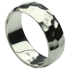 Feiner gehämmerter 925er Silberring ca. 7,5 mm breit für Damen und Herren