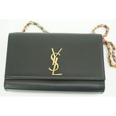 Saint Laurent Black Kate Medium Monogram Chain Leather Bag $2190 YSL Logo