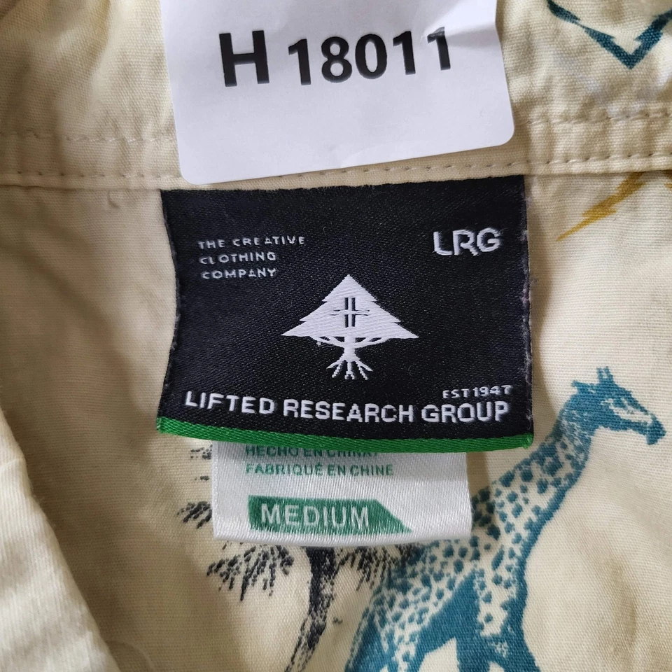 LRG Hombres Camisa Abotonada MEDIANA Beige Estampado Animal Safari Animales Corta Foto 2 de 4