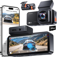 Dash Cam Front and Rear: 4K 2.5K Camera for Cars with Touch Screen black