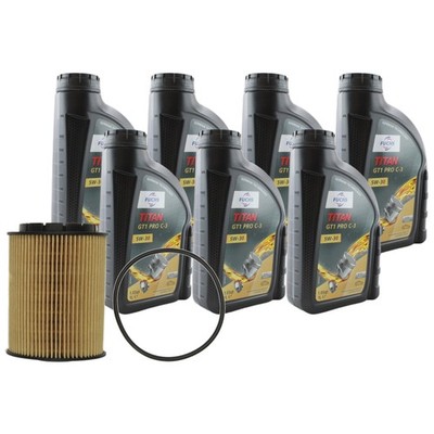 7L Fuchs TITAN GT1 PRO C-3 5W-30 Mahle Engine Oil Change Kit for Cayenne V6 5502
