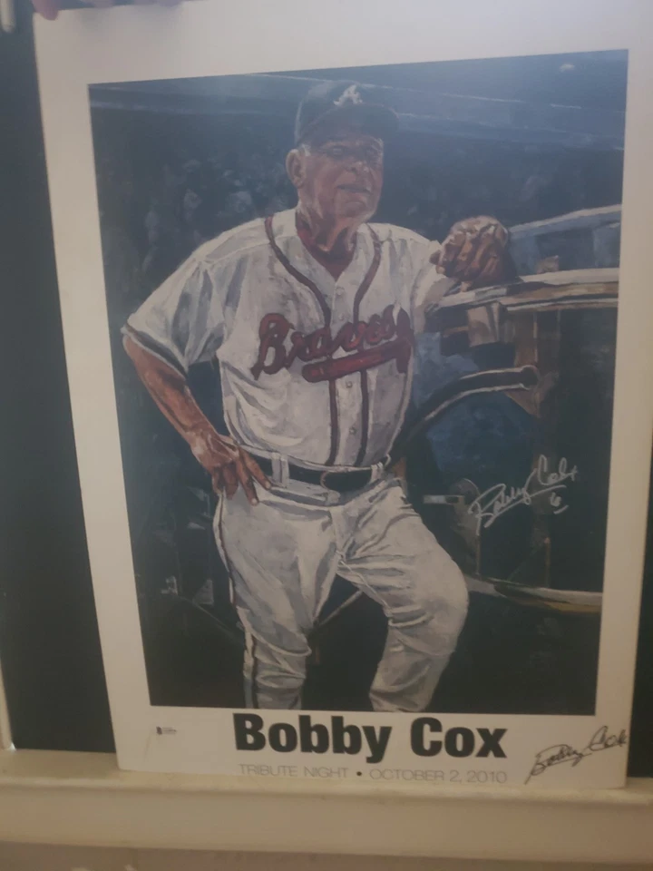 BOBBY COX SIGNED TRIBUTE POSTER Board ATLANTA BRAVES OCT. 2 2010 Bas - Image 1 of 2