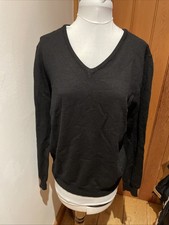 Image of Unbranded Black 100% Merino Wool V Neck Jumper Men S New Unworn
