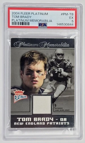 2004 Fleer Platinum #PM-TB TOM BRADY Platinum Memorabilia GAME WORN JERSEY PATCH