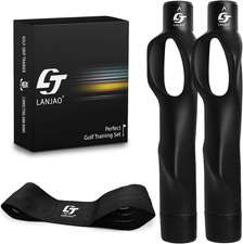 Golf Grip Trainer 2 Pack with Swing Correcting Arm Band, Golf Training Aid