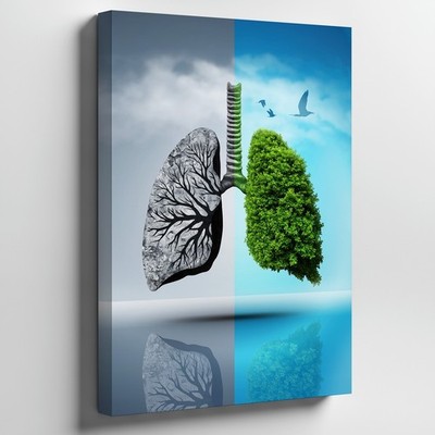 Create An Image That Juxtaposes A Human Lung And A Tree Wall Art Canvas Print