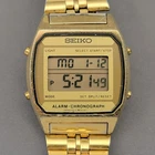 Vintage Seiko Alarm Chronograph A904 5009 Gold Tone LCD Watch, As-Is READ
