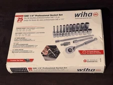 Wiha 1/4 Inch Drive Professional Standard & Deep Socket Tray Set, Sae, 25 Pieces