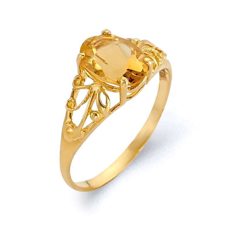 Natural Yellow Citrine Victorian Gold-Plated Silver Women's Ring