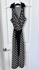 DVF Diane Von Furstenberg Target Wrap Dress XS Midi Collared Preppy Sleeveless