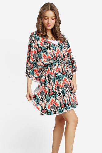 ComfyLuxe Mini-Cover-Up-Kleid mit abstraktem Muster und Häkeldetails - Bild 4 von 5