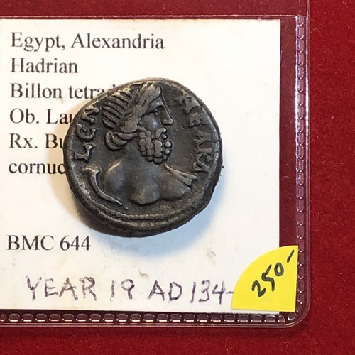 Hadrian Alexandria Egypt A.d. 134-135 Billon Tetradrachm Reverse Nilus Bust Nice - Picture 5 of 12