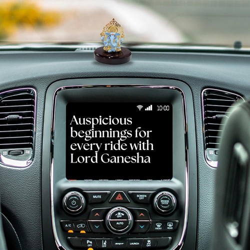 Lord Kalpavrikshya Tree Ganesha Idol Gold Plated for Car Dashboard - Picture 2 of 7