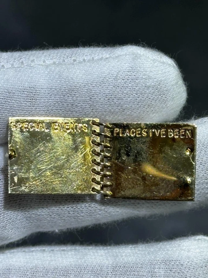 14k or Jaune & Rubis Rouge Il S' Agit Vie Breloque Vintage Pendentif Main Fait - Photo 4/4