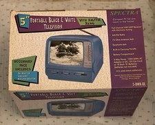 NOS ! Vintage BLUE Spectra 5” Portable Black & White TV With AM/FM Radio Vintage