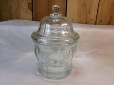 Vintage Thick Heavy Ribbed Glass Apothecary Jar  Candy Dish Container with Lid