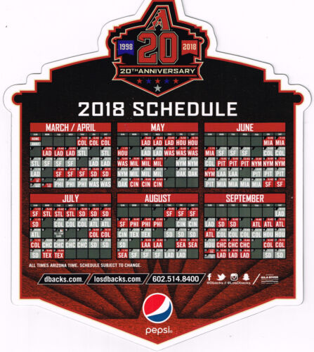2002 - 2017 Diamondbacks Dbacks Pepsi Magnet Zeitplan - SGA NEU Ihre Wahl - Bild 19 von 19