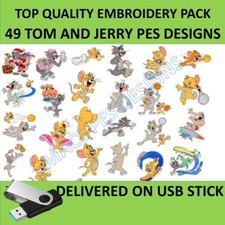 Tom and Jerry Cartoon 49 PES auf USB Designs Maschine Stickdateien Disney