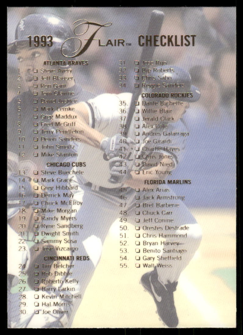 1993 Flair #298 Checklist: 1-108