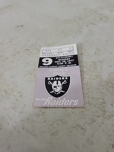1977 NFL BUFFALO BILLS @ OAKLAND RAIDERS FULL FOOTBALL TICKET