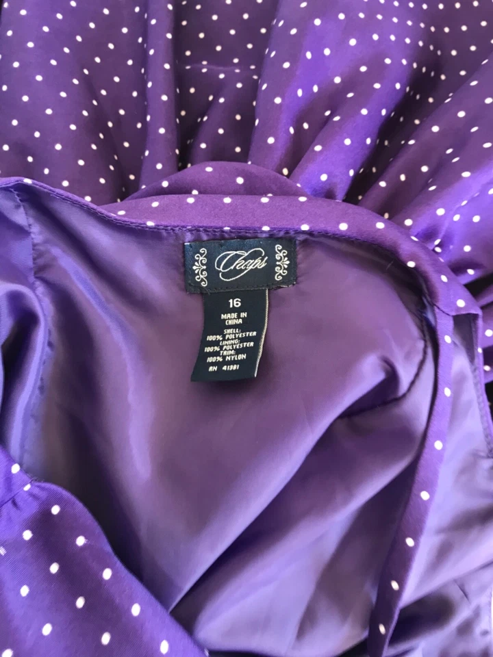 Vestido Chaps Vintage Púrpura Lunares, Falda Cupcake, Corto Tirantes Cóctel 16, S Foto 4 de 4